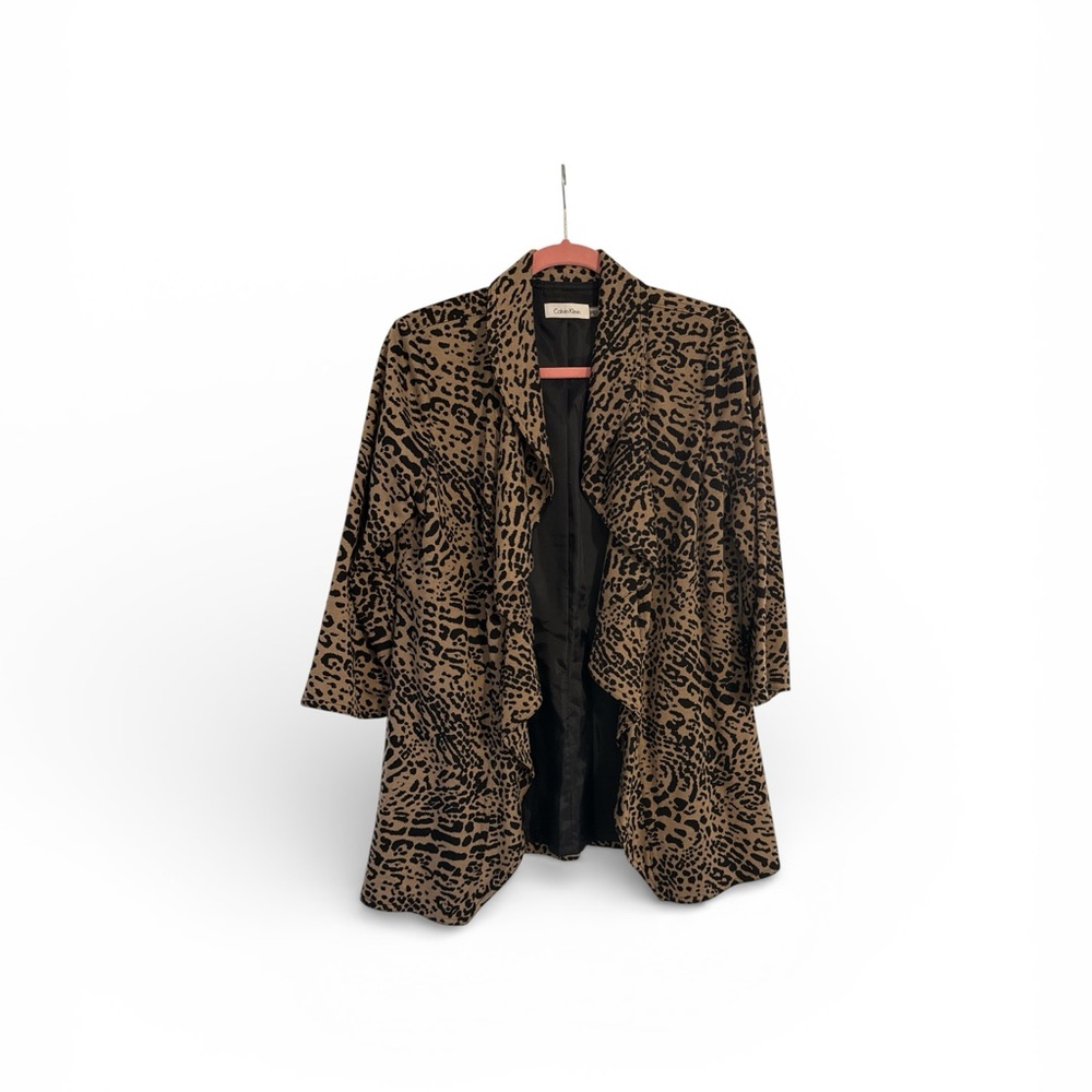 Calvin Klein Women’s Leopard Print Open Front Jacket
Tan/black Size 6